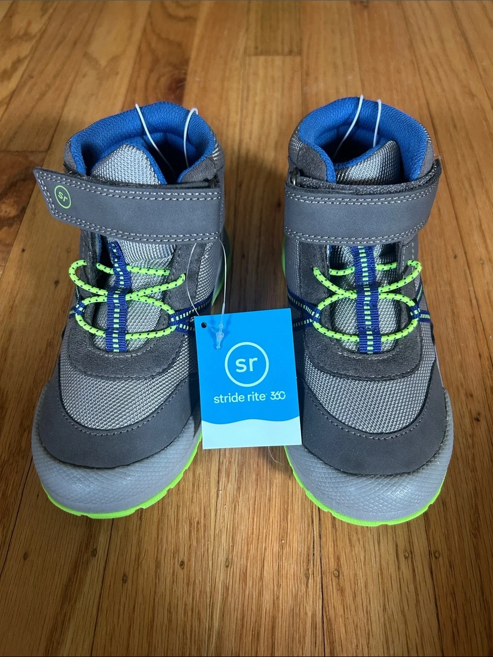 Stride Rite Gray, Blue & Lime Toddler High-Top Sneakers - Picture 1 of 6